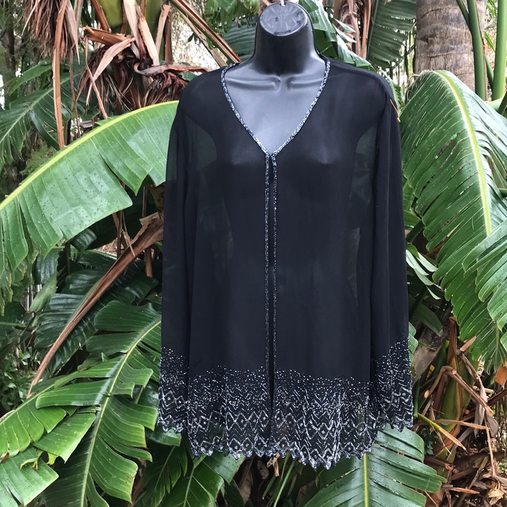 Beaded sheer jacket